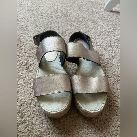 Splendid Aubrey Metallic Leather Espadrille Flatform Slingback Sandals size 8 - Picture 6 of 13